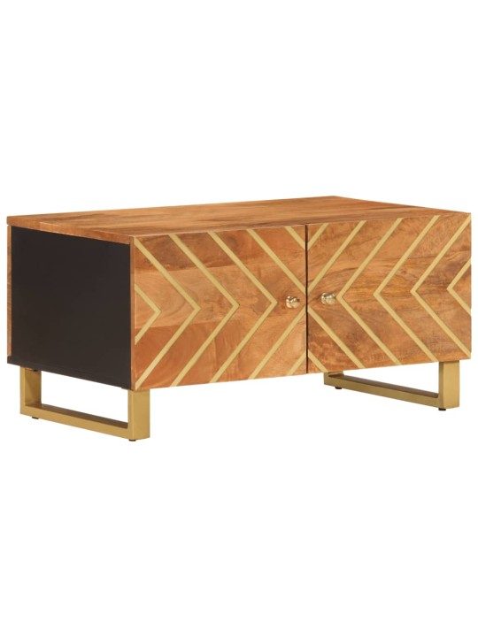 Konferenční stolek hnědý a černý 80x50x40 cm masivní mangovník