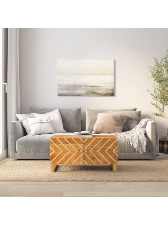 Konferenční stolek hnědý a černý 80x50x40 cm masivní mangovník