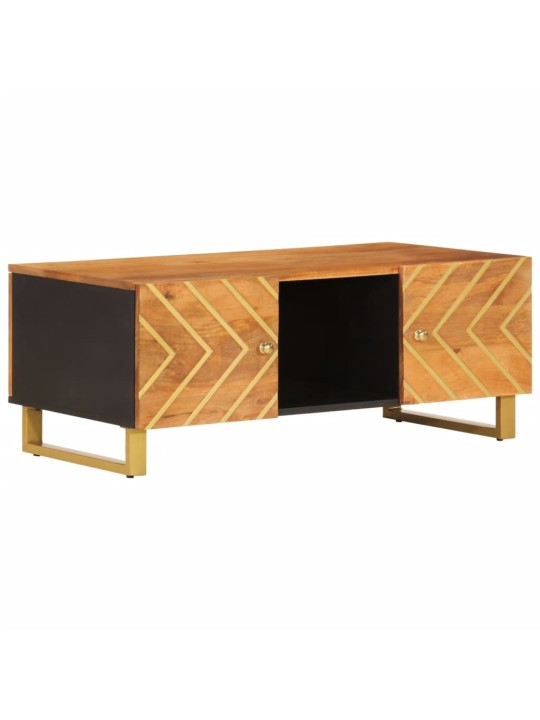 Konferenční stolek hnědý a černý 100x54x40 cm masivní mangovník