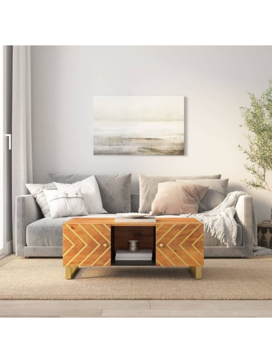Konferenční stolek hnědý a černý 100x54x40 cm masivní mangovník