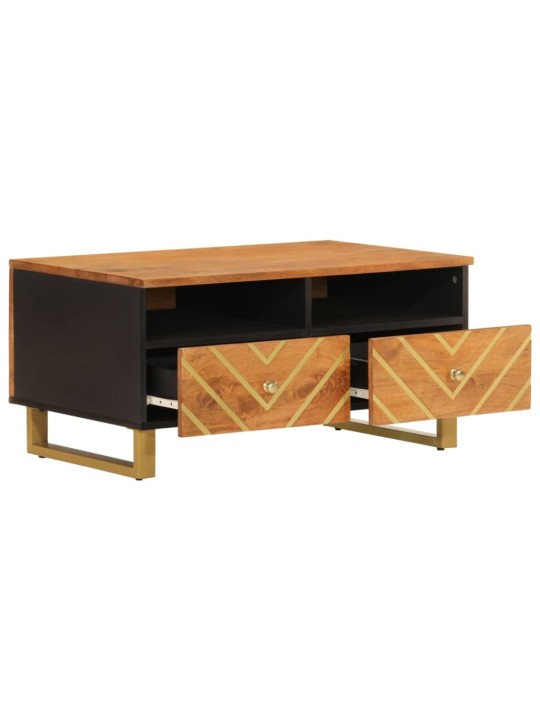 Konferenční stolek hnědý a černý 80x54x40 cm masivní mangovník