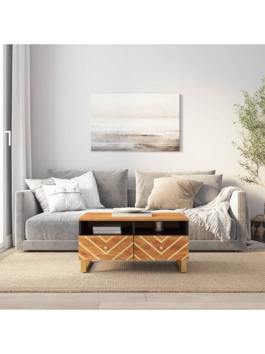 Konferenční stolek hnědý a černý 80x54x40 cm masivní mangovník
