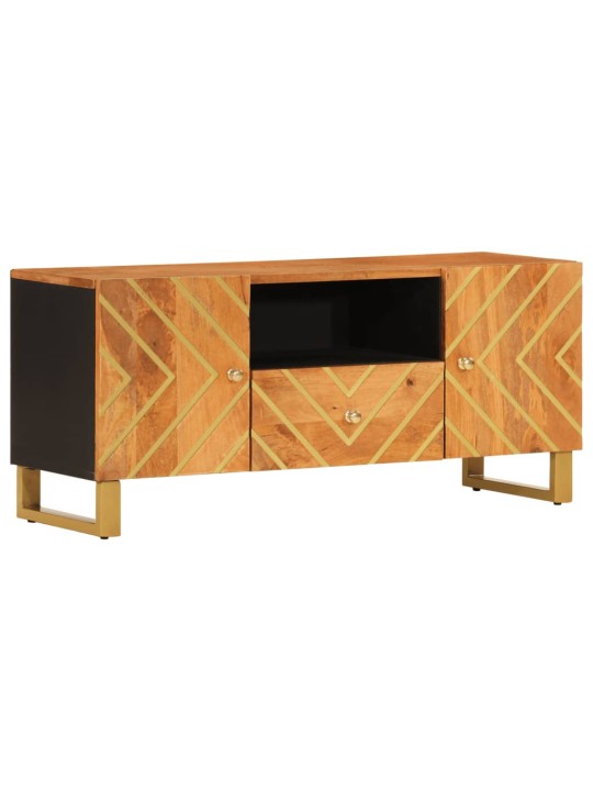 TV skříňka hnědá a černá 105 x 33,5 x 46 cm masivní mangovník