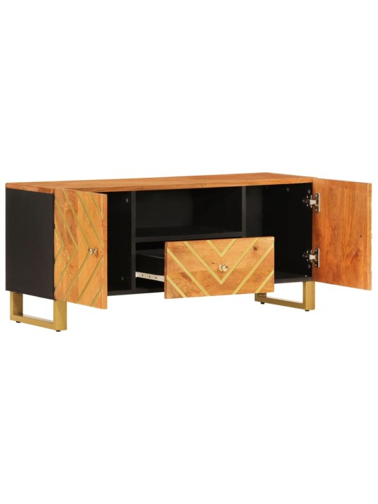 TV skříňka hnědá a černá 105 x 33,5 x 46 cm masivní mangovník