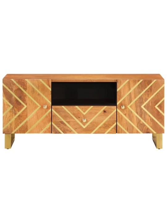 TV skříňka hnědá a černá 105 x 33,5 x 46 cm masivní mangovník