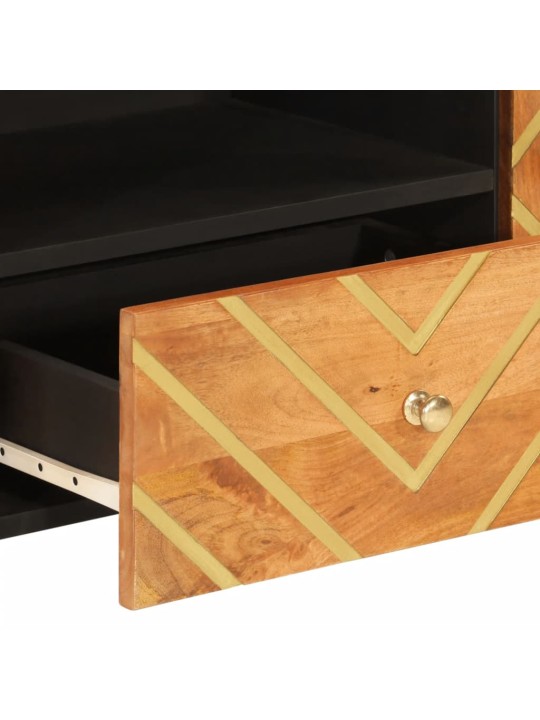 TV skříňka hnědá a černá 105 x 33,5 x 46 cm masivní mangovník