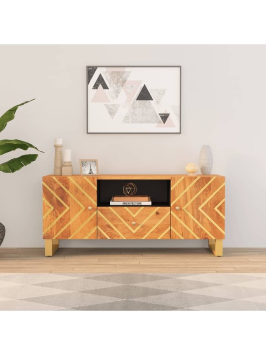 TV skříňka hnědá a černá 105 x 33,5 x 46 cm masivní mangovník