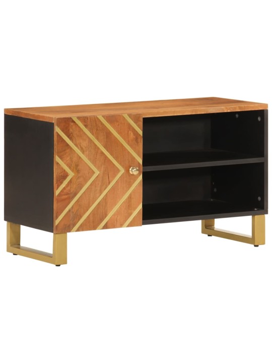 TV skříňka hnědá a černá 80 x 31,5 x 46 cm masivní mangovník