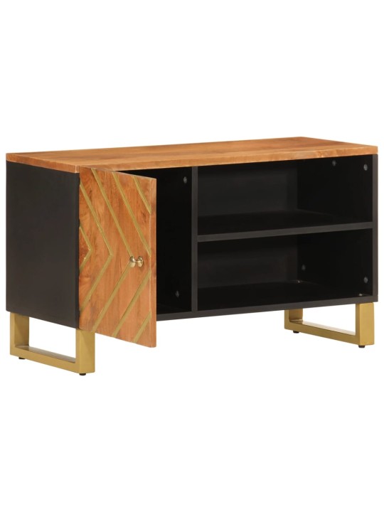 TV skříňka hnědá a černá 80 x 31,5 x 46 cm masivní mangovník