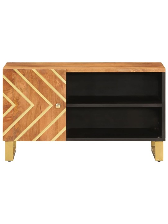 TV skříňka hnědá a černá 80 x 31,5 x 46 cm masivní mangovník