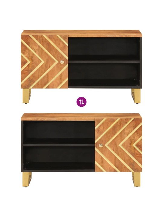 TV skříňka hnědá a černá 80 x 31,5 x 46 cm masivní mangovník