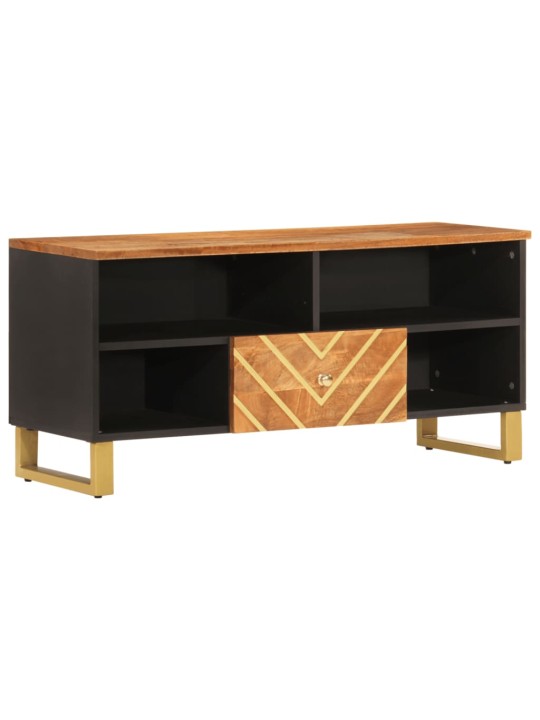 TV skříňka hnědá a černá 100 x 33,5 x 46 cm masivní mangovník