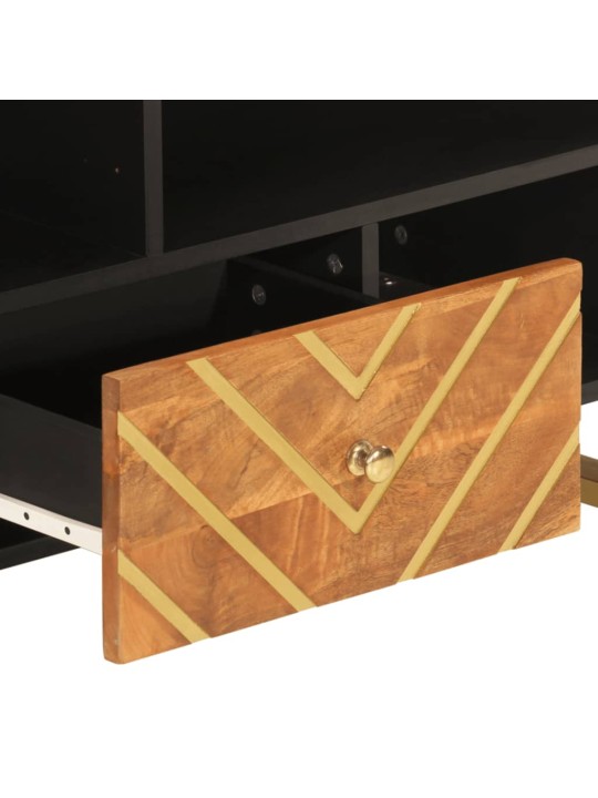 TV skříňka hnědá a černá 100 x 33,5 x 46 cm masivní mangovník