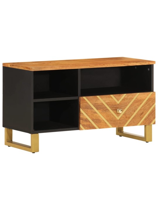 TV skříňka hnědá a černá 80 x 33,5 x 46 cm masivní mangovník