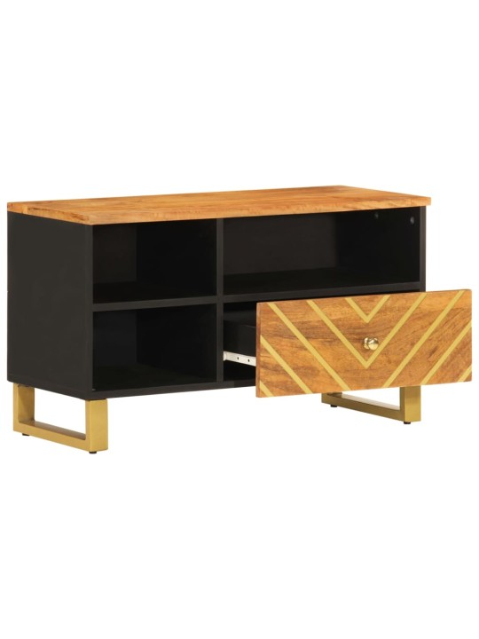 TV skříňka hnědá a černá 80 x 33,5 x 46 cm masivní mangovník