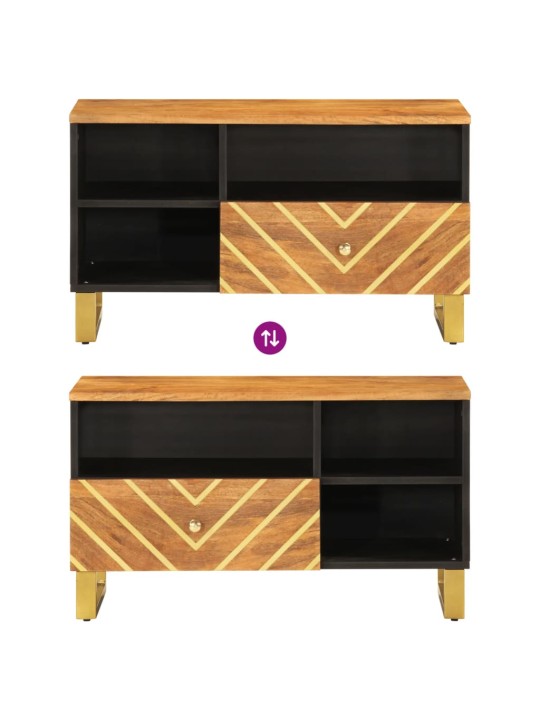 TV skříňka hnědá a černá 80 x 33,5 x 46 cm masivní mangovník