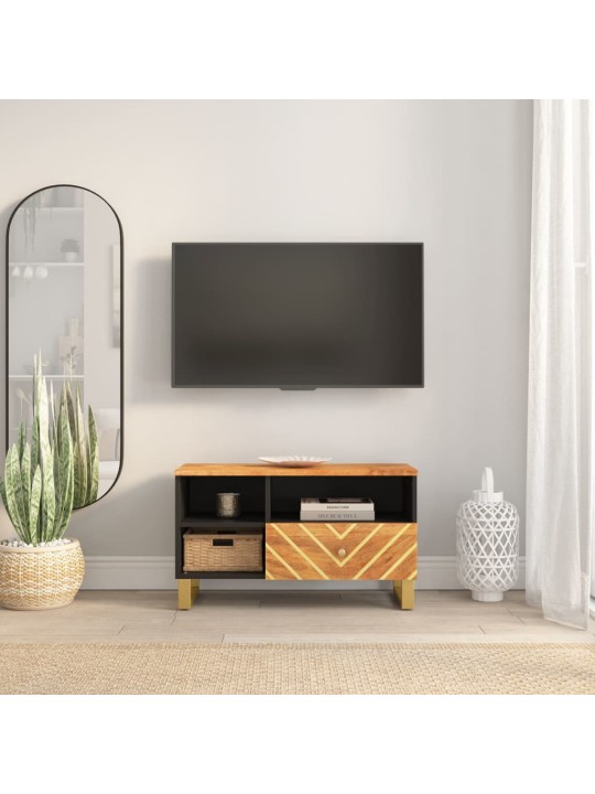 TV skříňka hnědá a černá 80 x 33,5 x 46 cm masivní mangovník