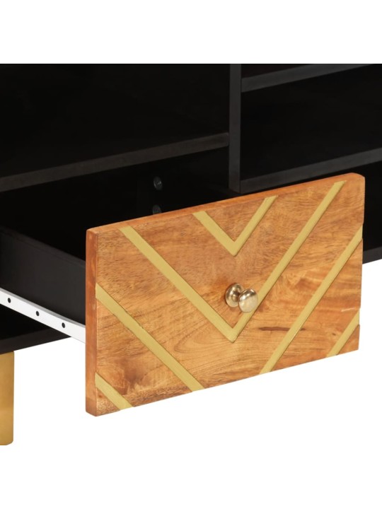 TV skříňka hnědá a černá 100 x 33,5 x 46 cm masivní mangovník