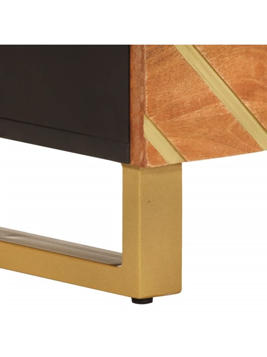 TV skříňka hnědá a černá 100 x 33,5 x 46 cm masivní mangovník