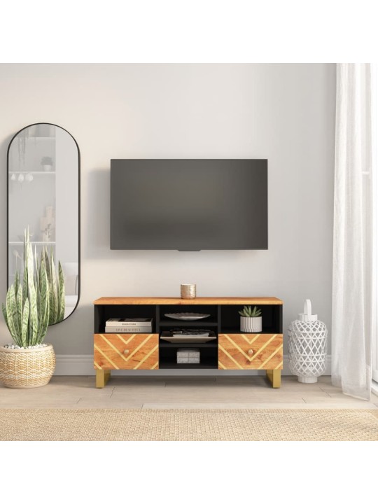 TV skříňka hnědá a černá 100 x 33,5 x 46 cm masivní mangovník