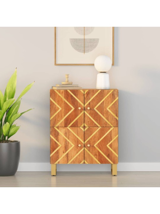 Odkládací skříňka hnědá a černá 60x33,5x75 cm masivní mangovník