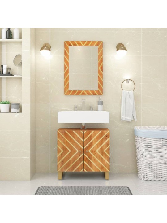 Koupelnové zrcadlo hnědé 50x70x3 cm masivní mangovník a sklo