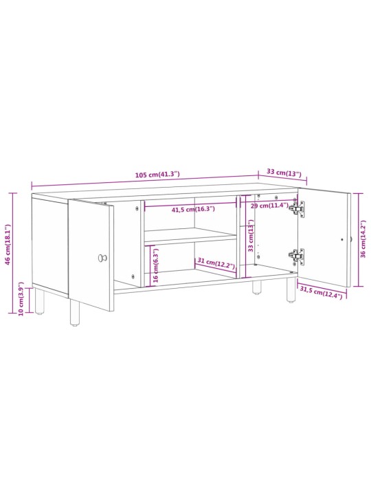 TV skříňka 105x33x46 cm masivní mangovníkové dřevo