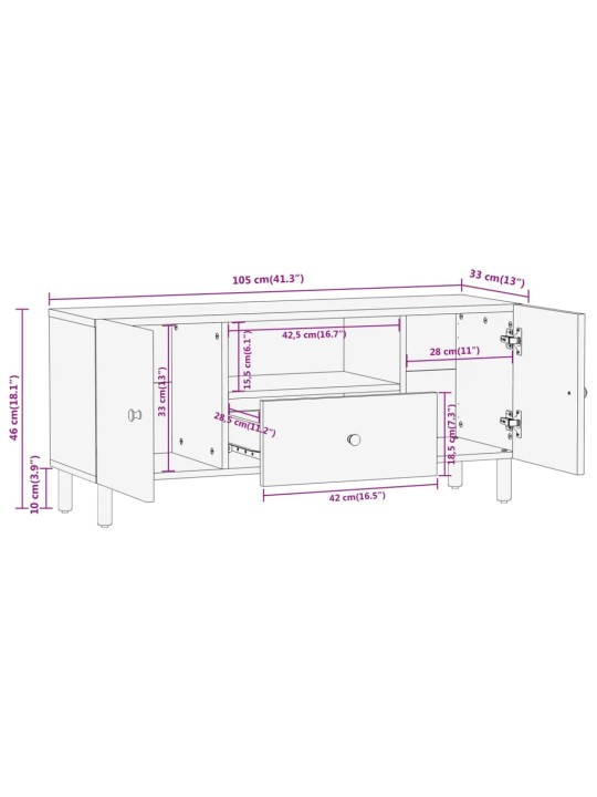 TV skříňka 105x33x46 cm masivní mangovníkové dřevo