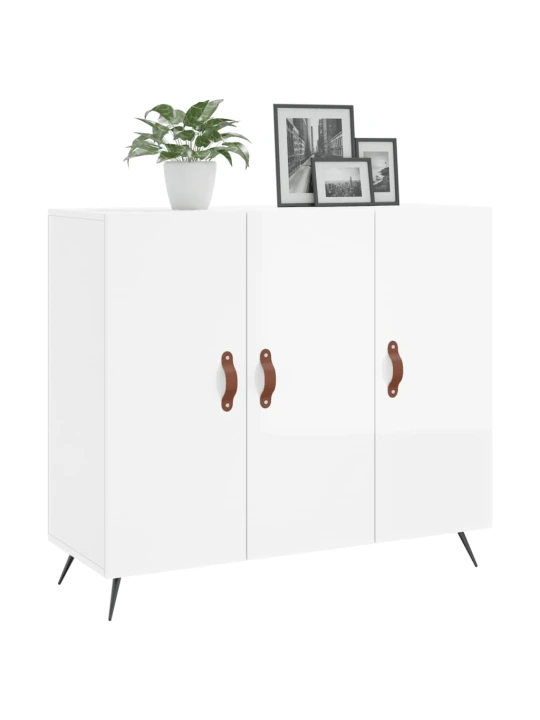 Příborník bílý s vysokým leskem 90x34x80 cm kompozitní dřevo