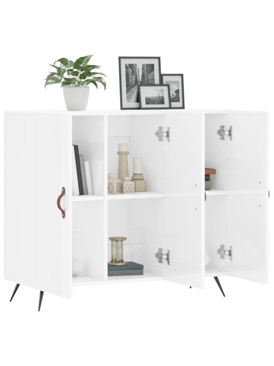 Příborník bílý s vysokým leskem 90x34x80 cm kompozitní dřevo