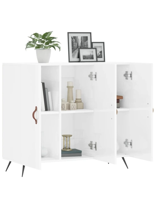 Příborník bílý s vysokým leskem 90x34x80 cm kompozitní dřevo