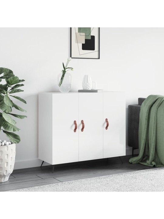 Příborník bílý s vysokým leskem 90x34x80 cm kompozitní dřevo