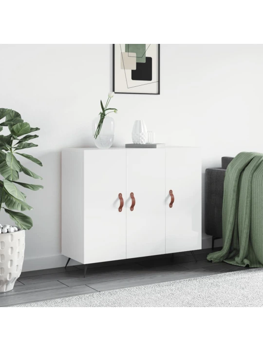 Příborník bílý s vysokým leskem 90x34x80 cm kompozitní dřevo