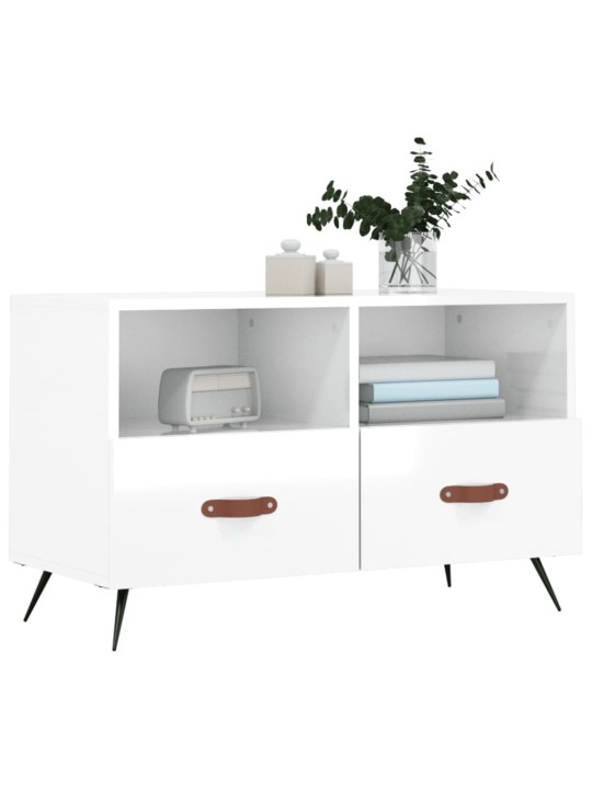 TV skříňka bílá s vysokým leskem 80x36x50 cm kompozitní dřevo