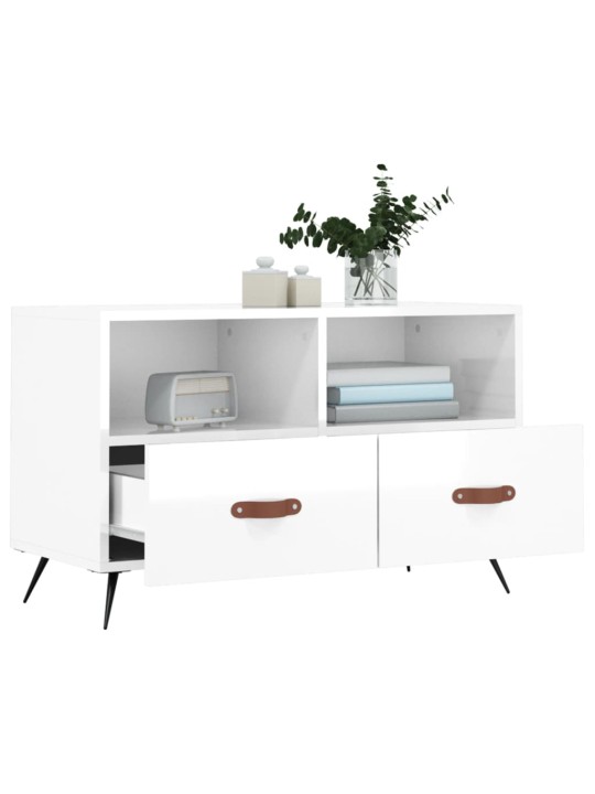 TV skříňka bílá s vysokým leskem 80x36x50 cm kompozitní dřevo