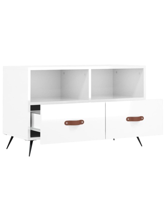 TV skříňka bílá s vysokým leskem 80x36x50 cm kompozitní dřevo