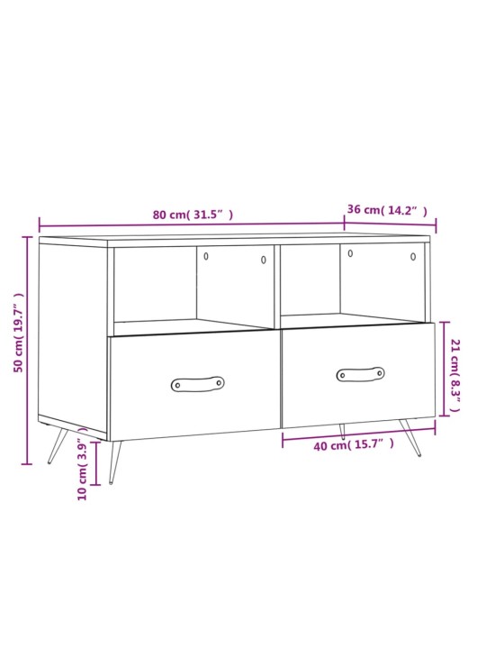 TV skříňka betonově šedá 80 x 36 x 50 cm kompozitní dřevo
