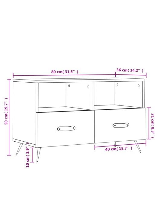 TV skříňka kouřový dub 80 x 36 x 50 cm kompozitní dřevo