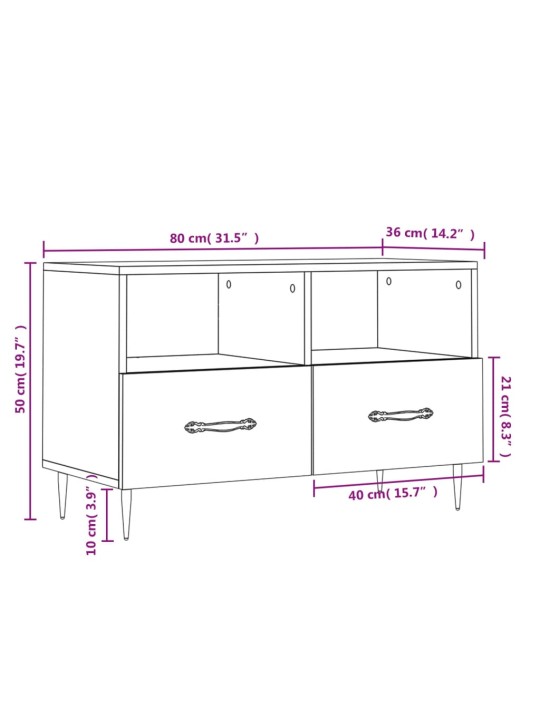 TV skříňka bílá 80 x 36 x 50 cm kompozitní dřevo