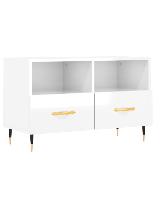 TV skříňka bílá s vysokým leskem 80x36x50 cm kompozitní dřevo