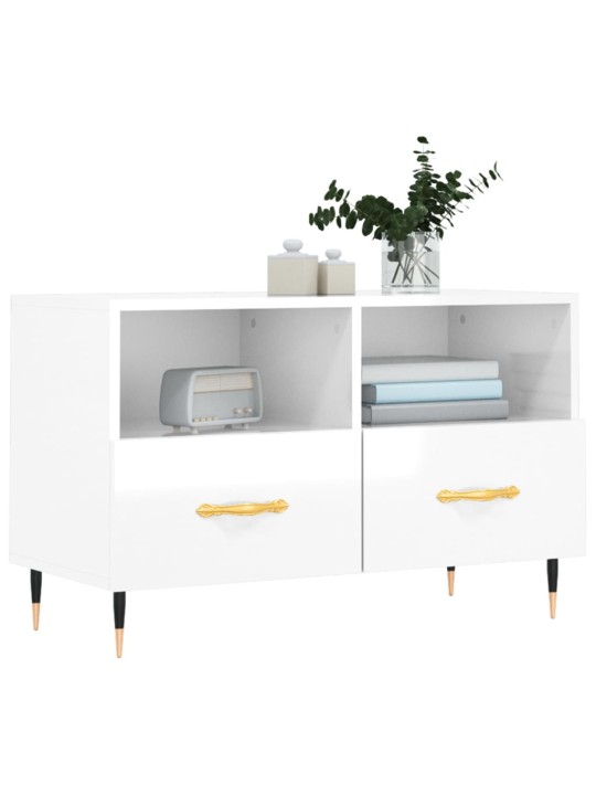 TV skříňka bílá s vysokým leskem 80x36x50 cm kompozitní dřevo