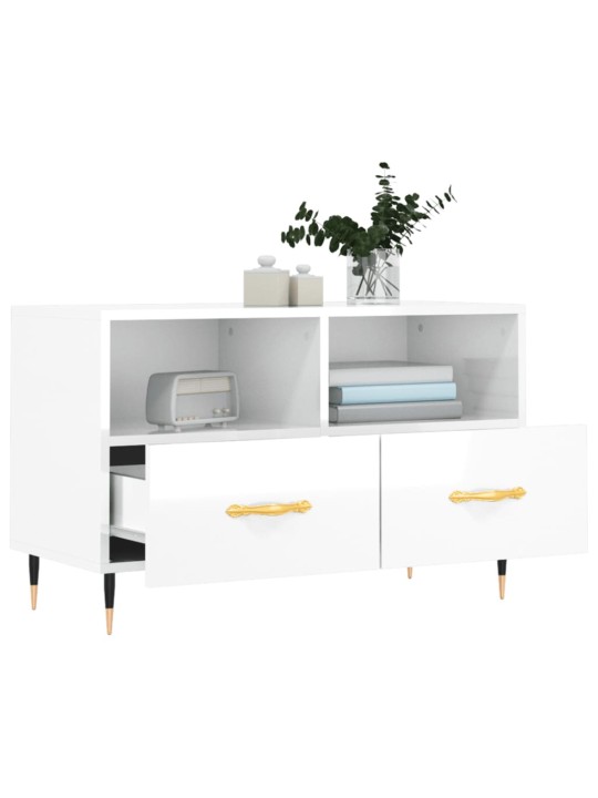 TV skříňka bílá s vysokým leskem 80x36x50 cm kompozitní dřevo
