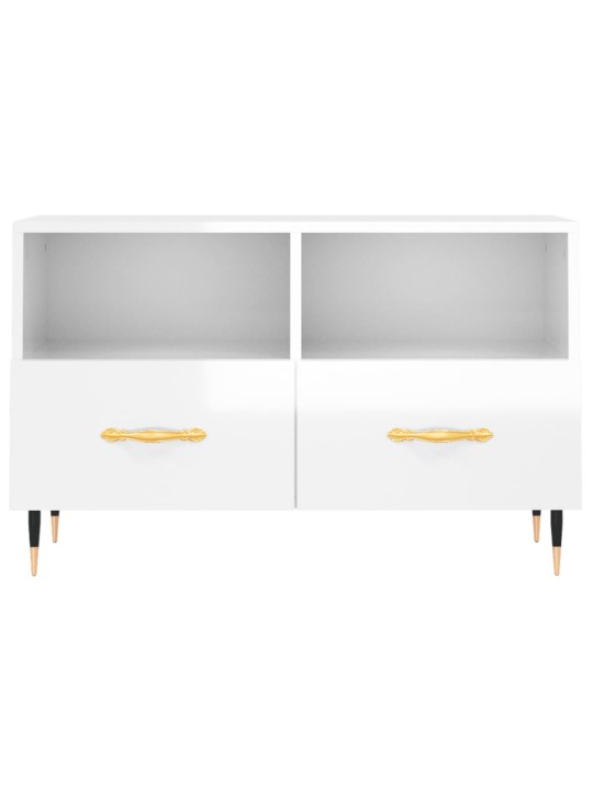 TV skříňka bílá s vysokým leskem 80x36x50 cm kompozitní dřevo