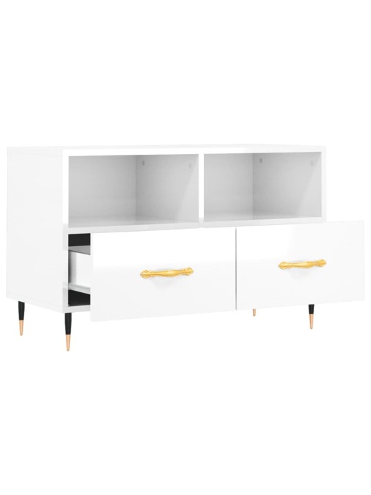 TV skříňka bílá s vysokým leskem 80x36x50 cm kompozitní dřevo