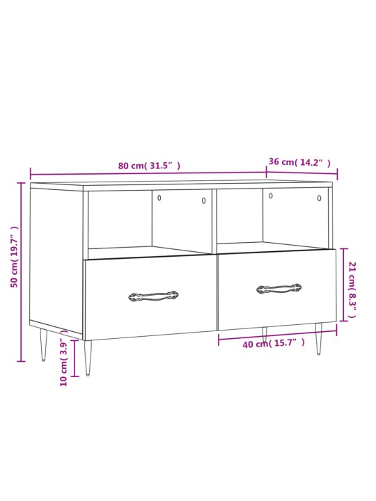 TV skříňka kouřový dub 80 x 36 x 50 cm kompozitní dřevo