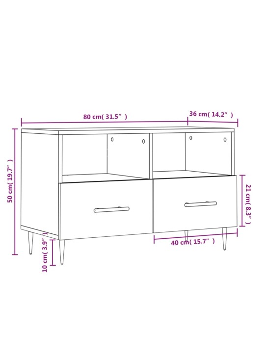 TV skříňka bílá 80 x 36 x 50 cm kompozitní dřevo