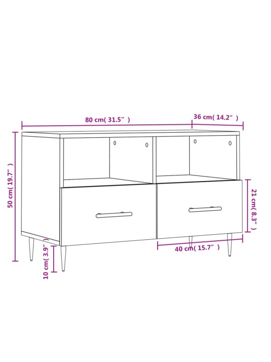 TV skříňka betonově šedá 80 x 36 x 50 cm kompozitní dřevo