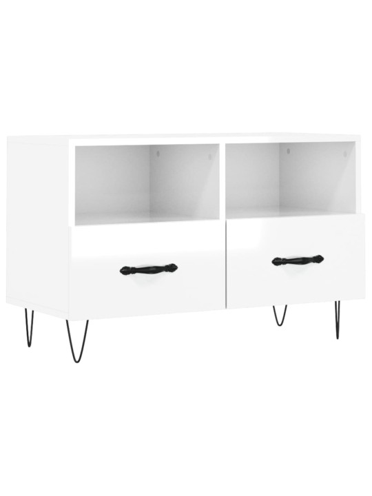 TV skříňka bílá s vysokým leskem 80x36x50 cm kompozitní dřevo