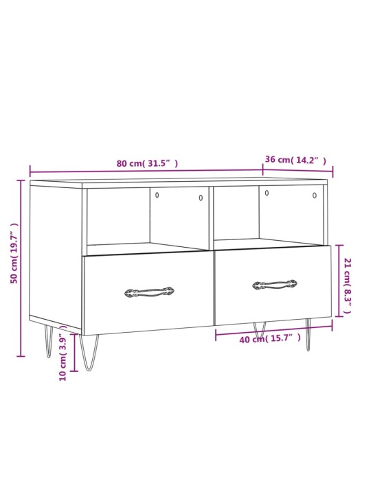 TV skříňka bílá s vysokým leskem 80x36x50 cm kompozitní dřevo