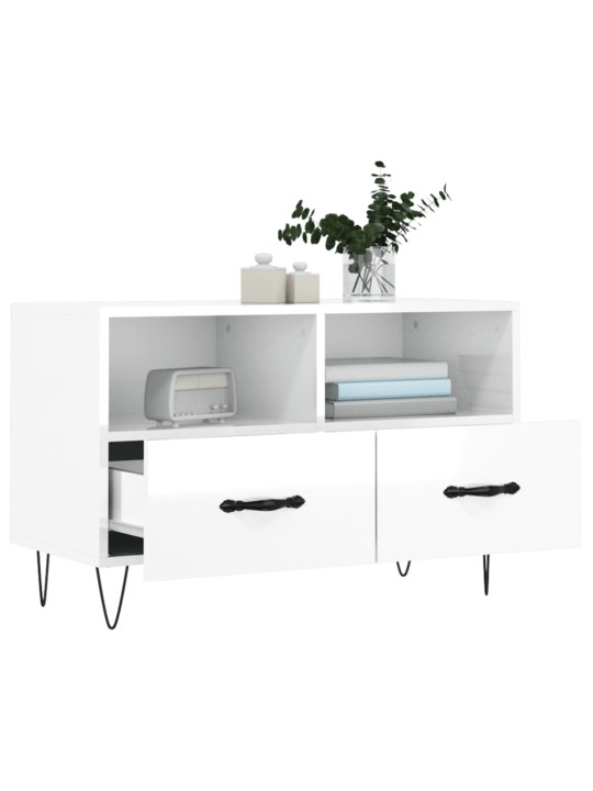 TV skříňka bílá s vysokým leskem 80x36x50 cm kompozitní dřevo